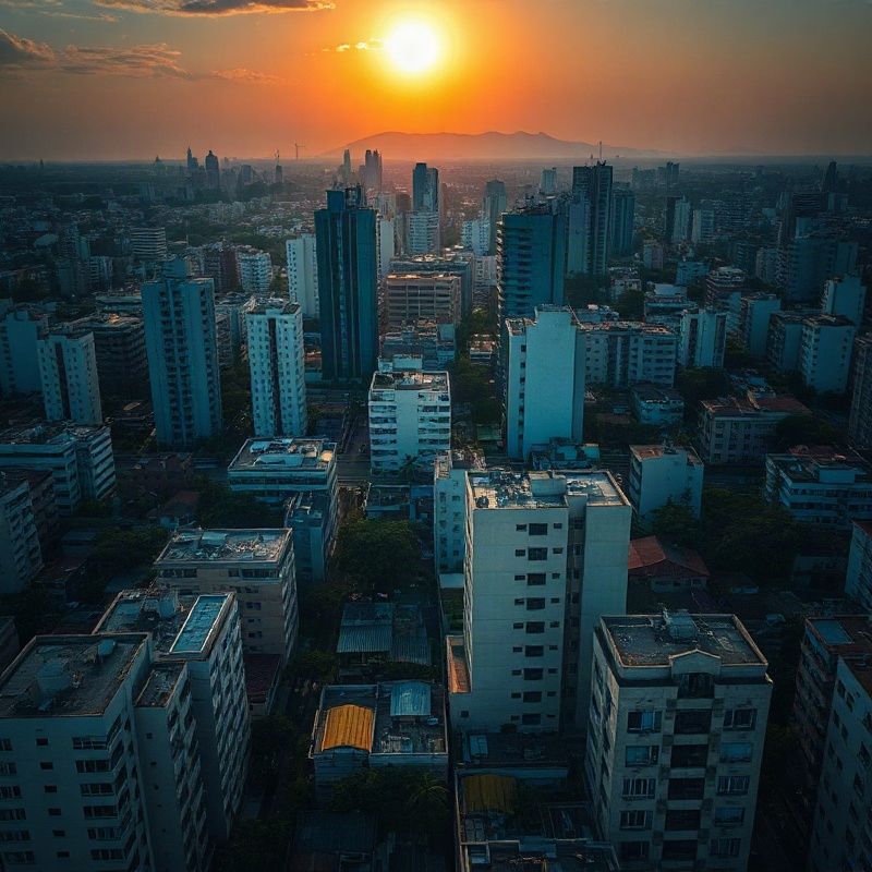 Vista aérea do bairro urbano de São Paulo com sobreposição em tons indigo
